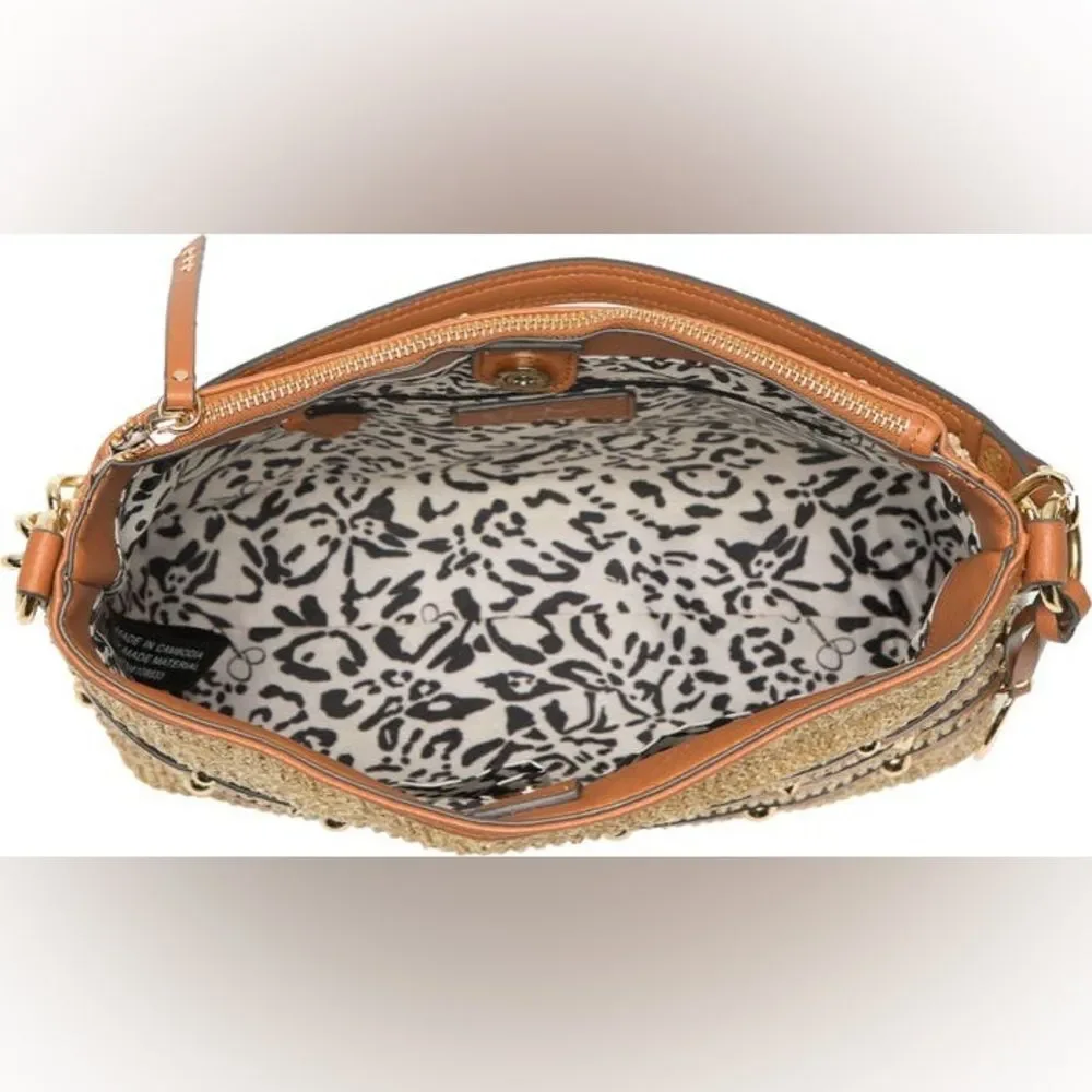 Jessica Simpson Lacey Faux Leather Hobo Bag in Natural Straw